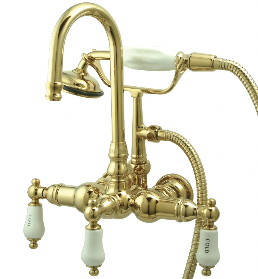 Edwardian Faucet Wall Mount-Brushed Brass