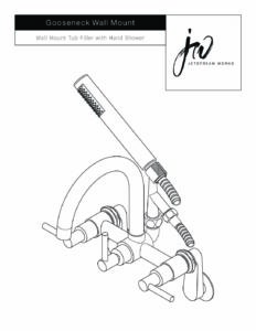 Gooseneck Wall Mount spec, parts diagram, installation instructions