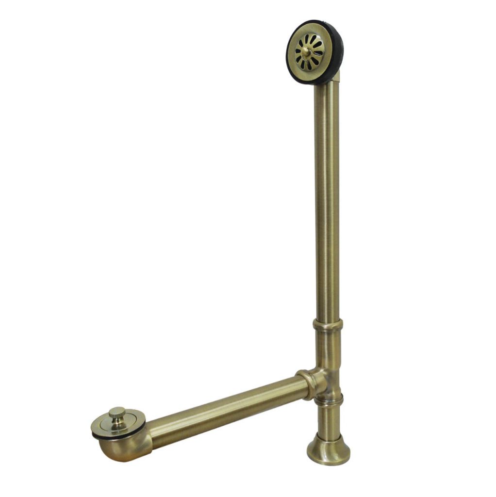 Clawfoot Tub Waste and Overflow Drain - Antique Brass