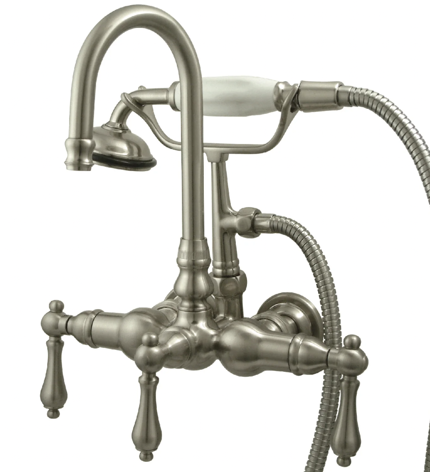 Edwardian Faucet Wall Mount gooseneck brushed nickel