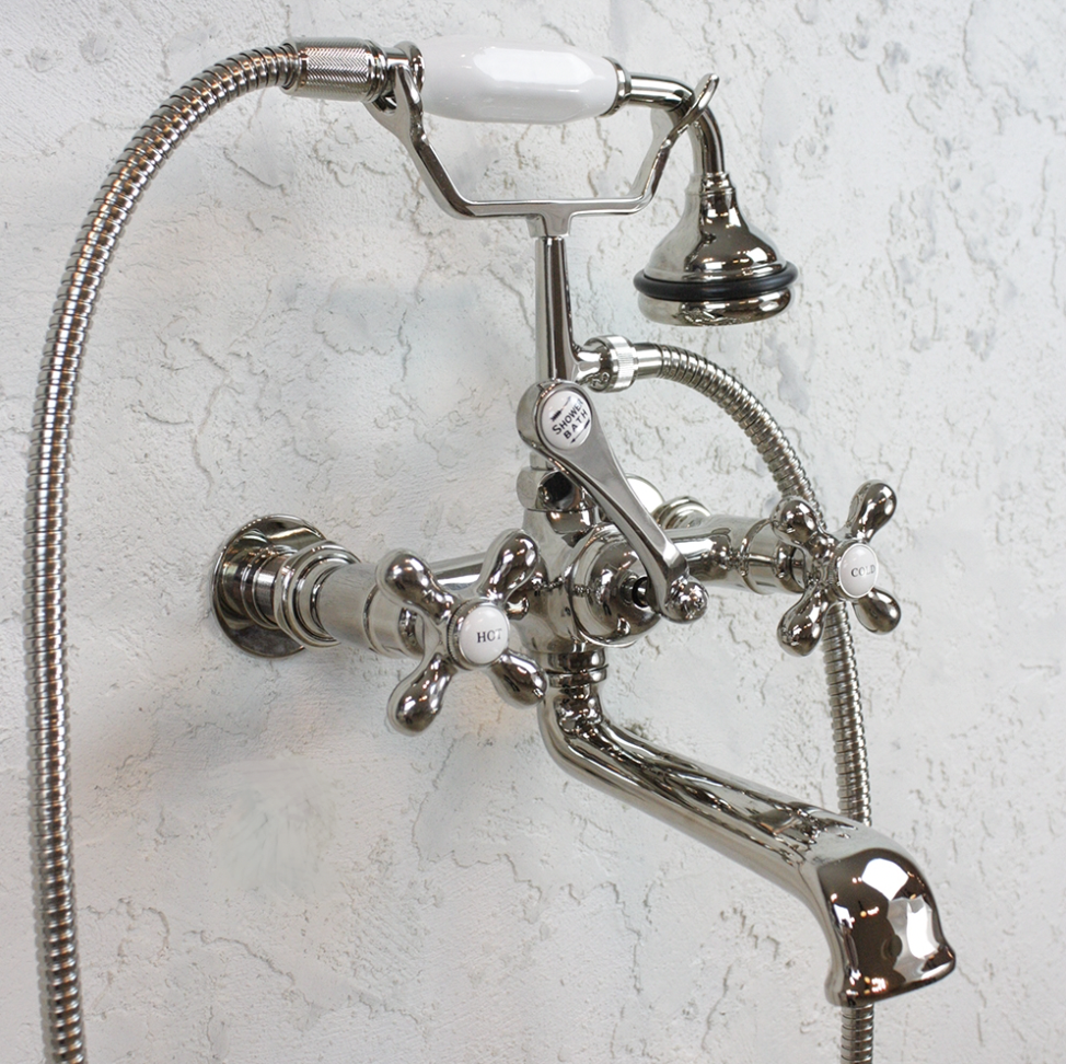 Victorian Faucet Wall Mount-Polished Nickel